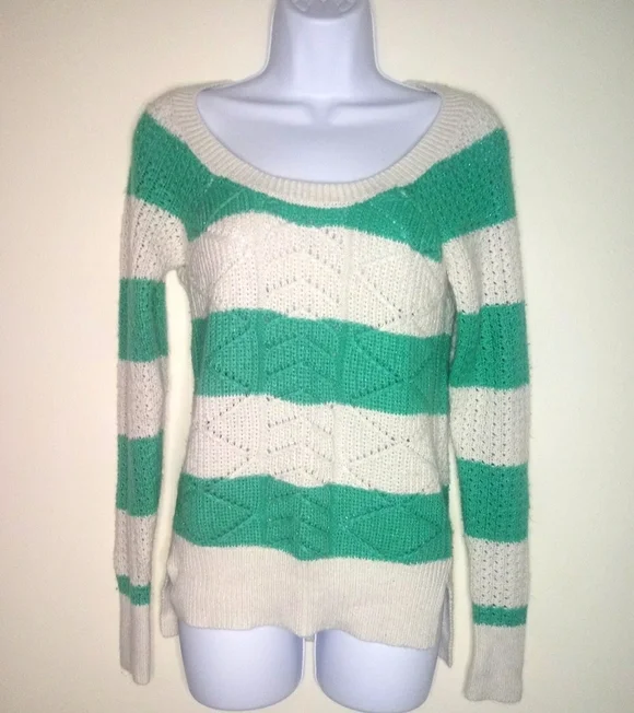 SO green and white striped knit sweater - Picture 7 of 14